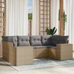 vidaXL Salon de jardin avec coussins 6 Pièces beige résine tressée