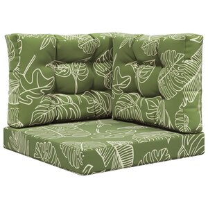 vidaXL Coussin de canapé d'extérieur 3 Pièces Modèle feuille Polyester