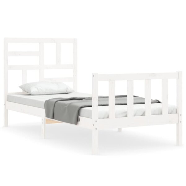 vidaXL Cadre de lit avec tête de lit blanc petit simple bois massif