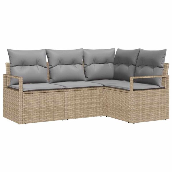 vidaXL Ensemble de canapé de jardin 4 Pièces Beige et Gris clair
