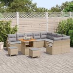 vidaXL Ensemble de canapé de jardin 12 Pièces Beige Poly rotin