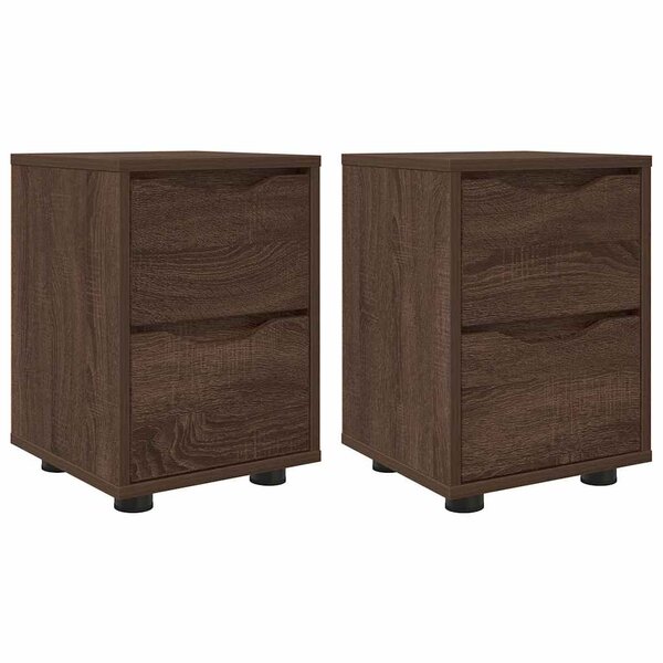 vidaXL Tables de chevet avec tiroir 2 Pièces Chêne brun 30 5 x 30 x 43 cm
