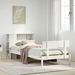 vidaXL Lit bibliothèque sans matelas blanc 90x190cm bois de pin massif