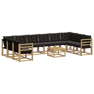 vidaXL Ensemble de canapés d'extérieur 11 pc Blanc et noir