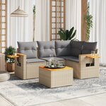 vidaXL Salon de jardin avec coussins 5 Pièces beige résine tressée
