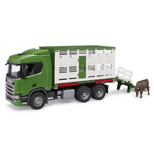 Bruder 03548 - Camion de transport d'animaux Scania Super 560R avec 1 bœuf