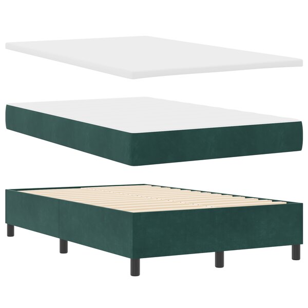 vidaXL Lit à ressort avec matelas et banc vert foncé 120x190 cm en velours