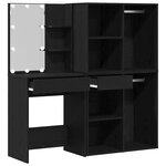 vidaXL Table de maquillage LED Chêne noir 140 x 40 x 140 cm