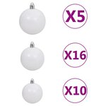 vidaXL Arbre de Noël artificiel pré-éclairé et boules noir 210 cm PVC