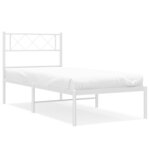 vidaXL Cadre de lit métal avec tête de lit blanc 100x190 cm