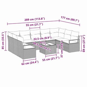 vidaXL Ensemble de canapé de jardin avec coussin 10 Pièces Gris clair