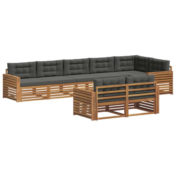 vidaXL Ensemble de canapés d'extérieur 8 pc Naturel et Anthracite