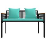 vidaXL Banc extérieur Noir et turquoise 117 x 54 x 74.5 cm polyrotin
