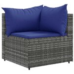 vidaXL Salon de jardin 7 Pièces avec coussins Gris Résine tressée