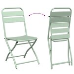 Set de Bistro Pliable 3 Pièces Vert Clair en Acier