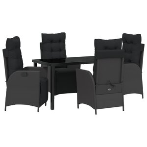 vidaXL Ensemble de jardin 5 pièces Noir Poly Rattan