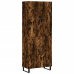 vidaXL Buffet haut Chêne fumé 69 5x34x180 cm Bois d'ingénierie