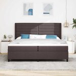vidaXL Lit à ressort LED avec matelas Marron foncé 200 x 200 cm tissu