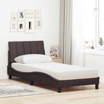 vidaXL Lit avec matelas Hanko marron foncé 90x190 cm tissu