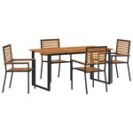 vidaXL Ensemble de salle à manger pour jardin 5 Pièces Noir