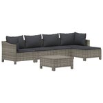 Salon de jardin meuble d'extérieur ensemble de mobilier 6 pièces avec coussins gris résine tressée 02_0016793