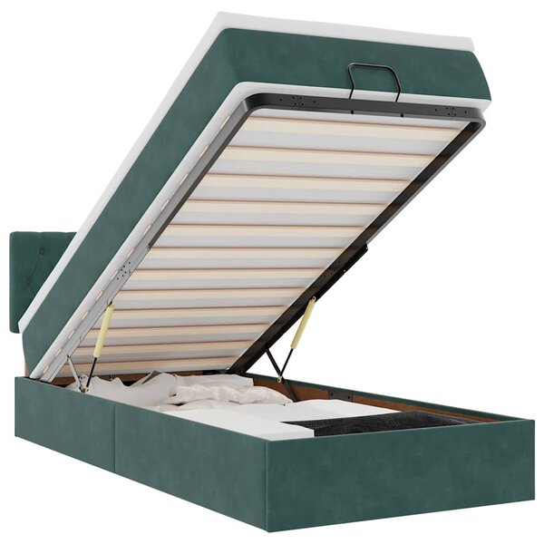 vidaXL Cadre de lit ottoman avec matelas vert foncé 100x200 cm velours