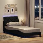 vidaXL Cadre de lit avec LED sans matelas noir 80x200 cm tissu