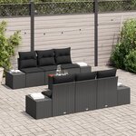 vidaXL Ensemble de canapés de jardin de 7 pièces avec coussins noir rotin synthétique acacia
