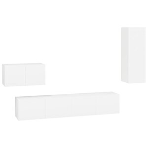 vidaXL Ensemble de meubles TV 4 Pièces Blanc Bois d'ingénierie