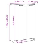 vidaXL Armoire à chaussures Gris béton 59x35x100 5 cm Bois d'ingénierie