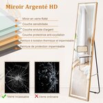Miroir pleine longueur avec lumières led miroir éclairé par led cadre en aluminium intensité variable éclairage 3 couleurs or 20_0008923