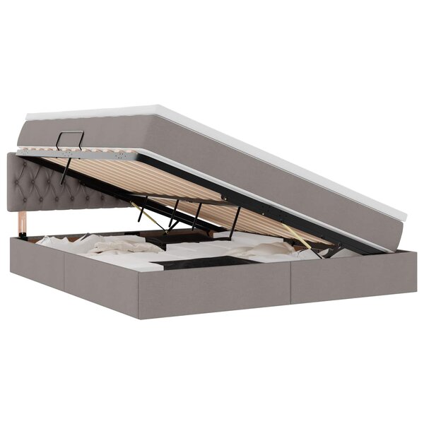 vidaXL Lit de rangement LED avec matelas Taupe 160 x 200 cm Tissu