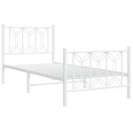 vidaXL Cadre de lit métal sans matelas avec pied de lit blanc 75x190cm