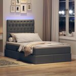 vidaXL Lit de rangement LED avec matelas Gris foncé 120 x 200 cm Tissu