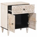 vidaXL Armoire de lit Blanc 50 x 33 x 60 cm Bois de mangue massif