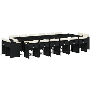 vidaXL Ensemble à manger de jardin 17 Pièces coussins noir résine tressée