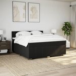 vidaXL Sommier à lattes de lit avec matelas Noir 180x200 cm Tissu