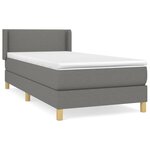 vidaXL Sommier à lattes de lit avec matelas Gris foncé 100x200cm Tissu