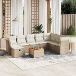 vidaXL Salon de jardin avec coussins 9 Pièces beige résine tressée