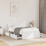 vidaXL Cadre de lit avec tête de lit sans matelas blanc 100x200 cm
