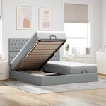 VidaXL Cadre de lit ottoman et matelas gris clair 200x200cm tissu
