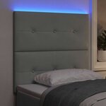 vidaXL Tête de lit LED avec bandes LED Gris clair 90 cm Velours