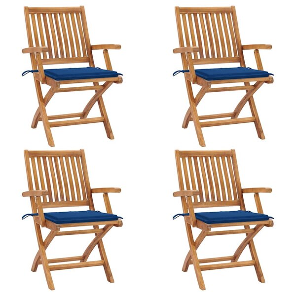 vidaXL Chaises pliables de jardin avec coussins lot de 4 Teck solide