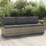 vidaXL Canapé de jardin 3 places avec coussins Gris Résine tressée