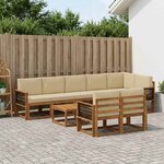 vidaXL Ensemble de canapés d'extérieur 9 pc Naturel et Beige Polyester