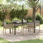 vidaXL Ensemble de Salle à Manger de Jardin 5 Pièces avec Coussins Beige Poly Rattan