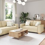Ensemble de canapé 3 pièces vidaXL avec coussins en tissu crème