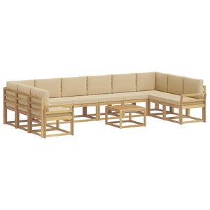 vidaXL Ensemble de canapés d'extérieur 11 Pièces Blanc et Beige