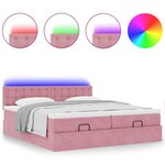 vidaXL Cadre de lit ottoman avec matelas rose 180x200 cm velours