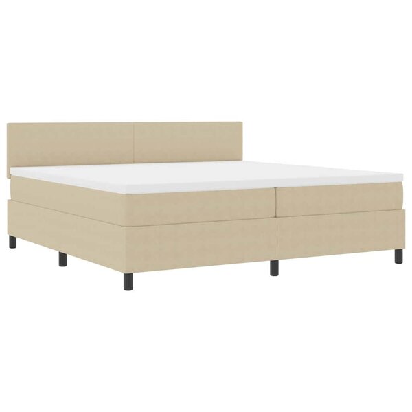 vidaXL Lit à Sommier avec Matelas & Lumière LED Vert Gris 200x200 cm Tissu Côtelé